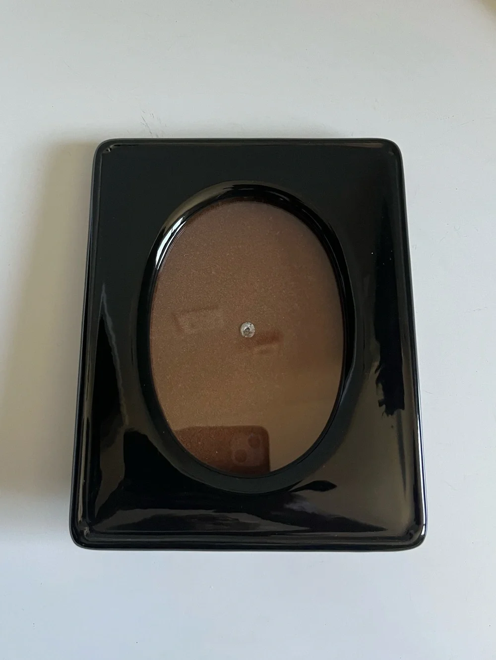 Vintage Black Ceramic Picture Frame Oval Opening
